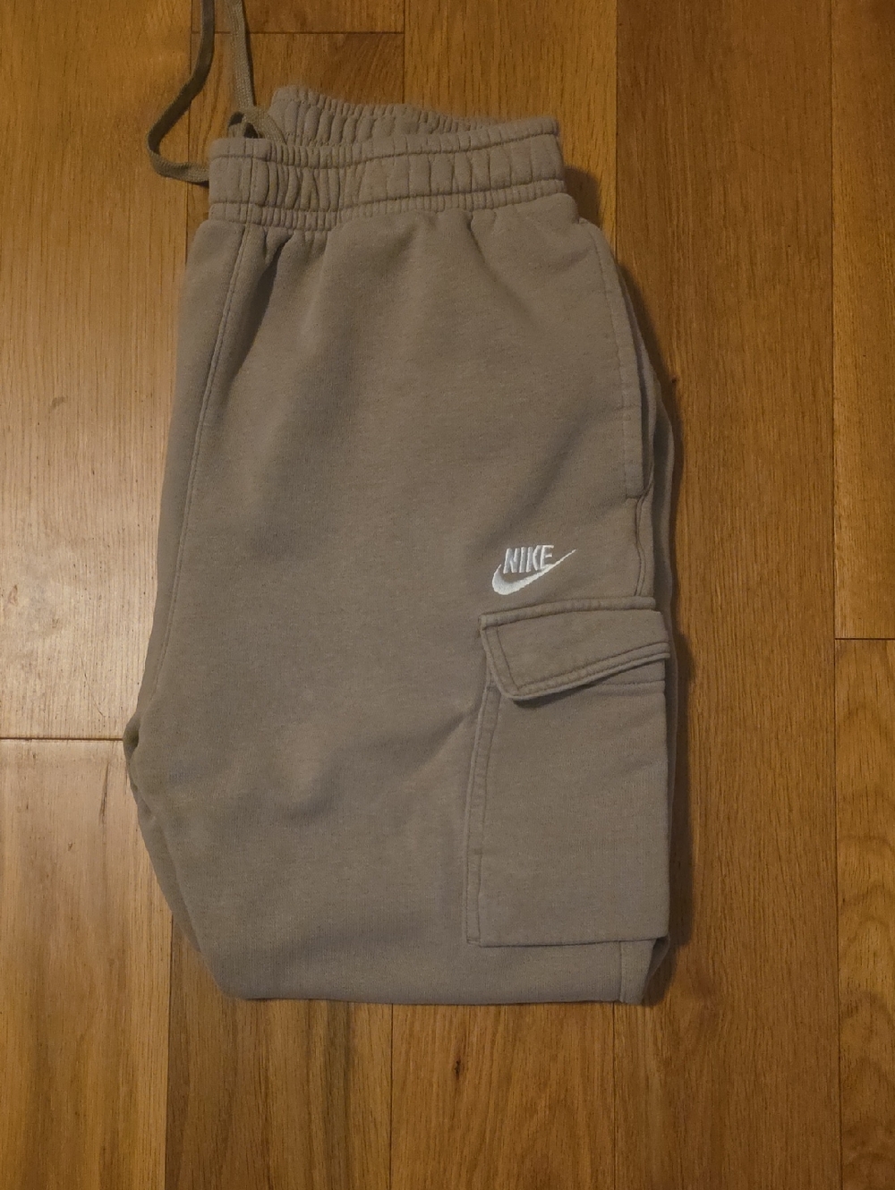 Nike Mens Taupe Cargo Joggers with Embroidered Swoosh